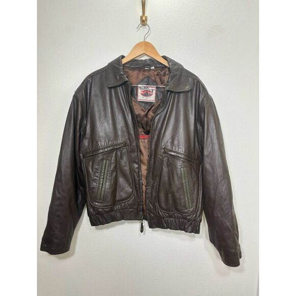 Vintage Boulder Ridge Leather Bomber Jacket Coat size XL Mens brown motorcycle - Picture 3 of 7